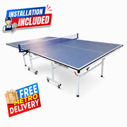 PRIMO Optimal 16mm Indoor  Blue Top Foldable Solo Play Table Tennis Pingpong Table-Bats Balls Net