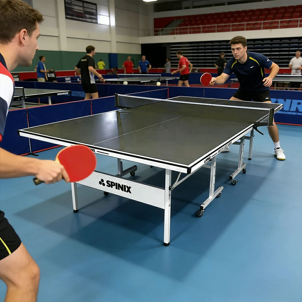 SPINIX Pro 25mm Indoor Blue&Black Foldable Solo Play Table Tennis Pingpong Table-Bats Balls Net