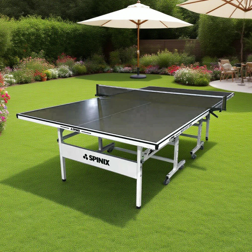 SPINIX Rollaway 13mm Indoor Black&Blue  Foldable Solo Play Table Tennis Pingpong Table-Bats Balls Net