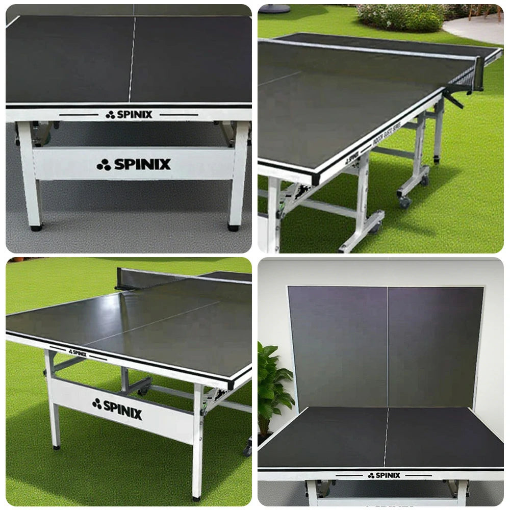 SPINIX Rollaway 13mm Indoor Black&Blue  Foldable Solo Play Table Tennis Pingpong Table-Bats Balls Net