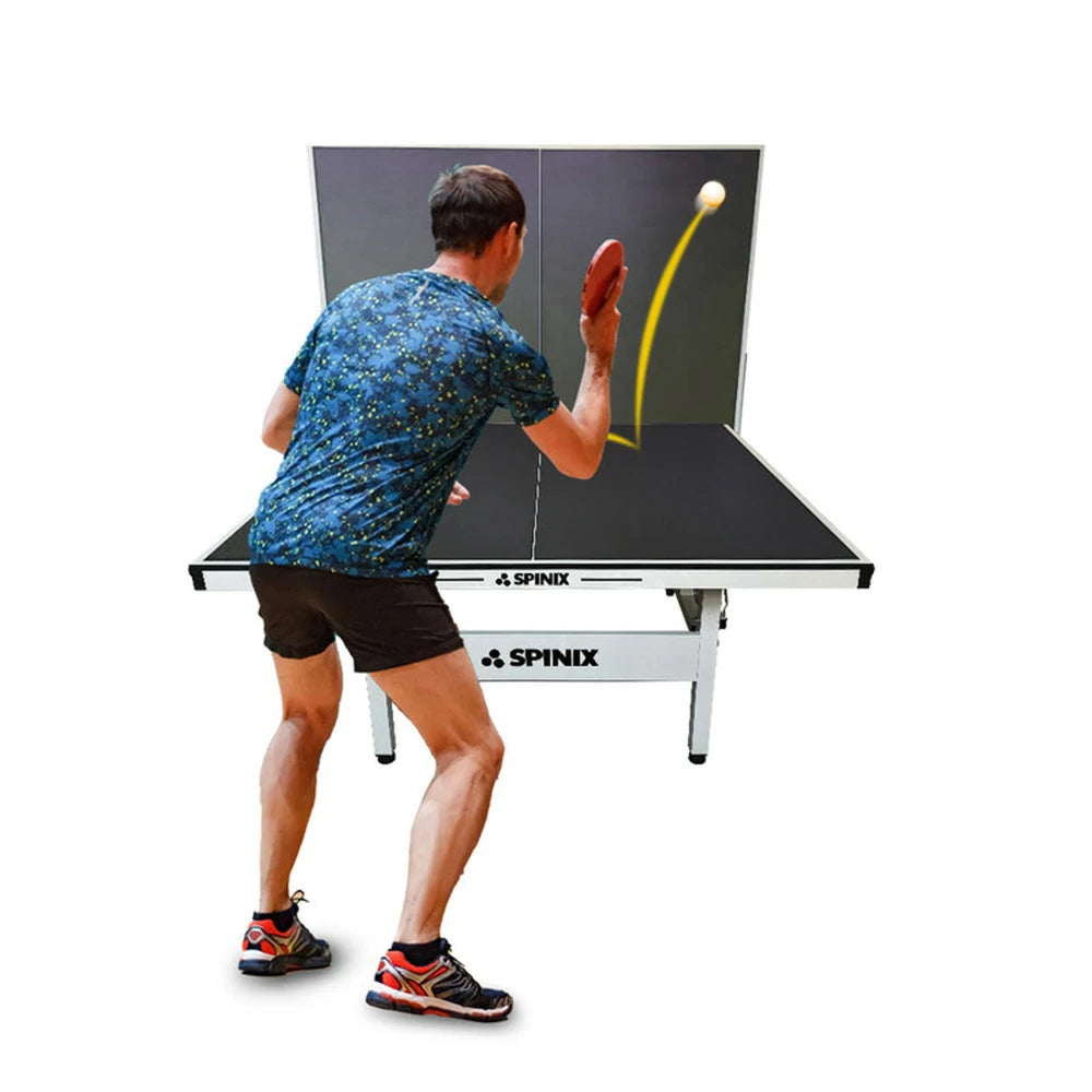SPINIX Rollaway 13mm Indoor Black&Blue  Foldable Solo Play Table Tennis Pingpong Table-Bats Balls Net