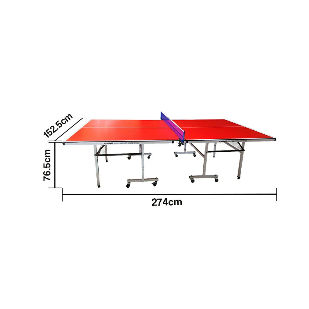 SPINIX 13/16/19/25mm Indoor Foldable Table Tennis Table with Free Accessories Set – Bats, Balls & Net - Red