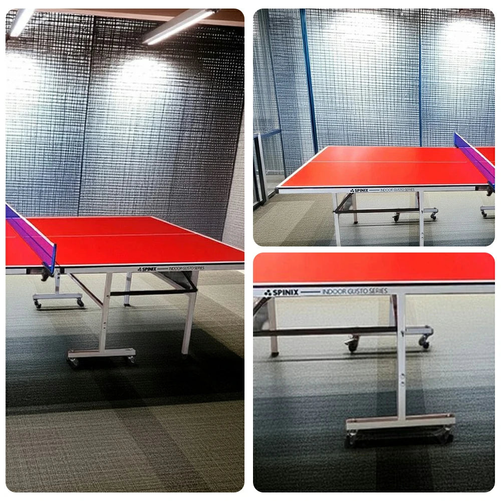 SPINIX 13/16/19/25mm Indoor Foldable Table Tennis Table with Free Accessories Set – Bats, Balls & Net - Red