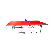 SPINIX 13/16/19/25mm Indoor Foldable Table Tennis Table with Free Accessories Set – Bats, Balls & Net - Red