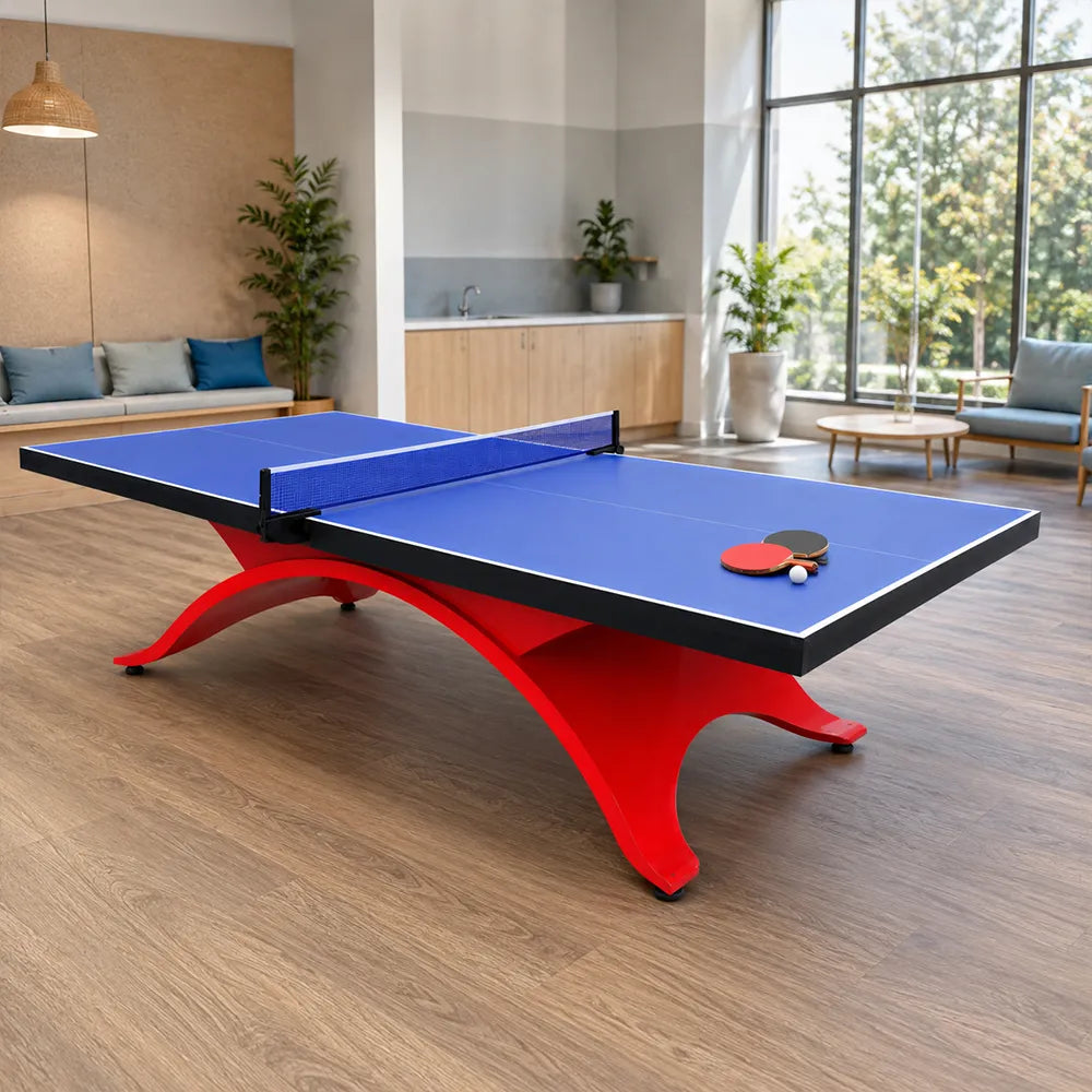 SPINIX Indoor Table Tennis Table - 25mm MDF Professional Ping Pong Table 274cm Full Size for Home Club Training - Blue & Red