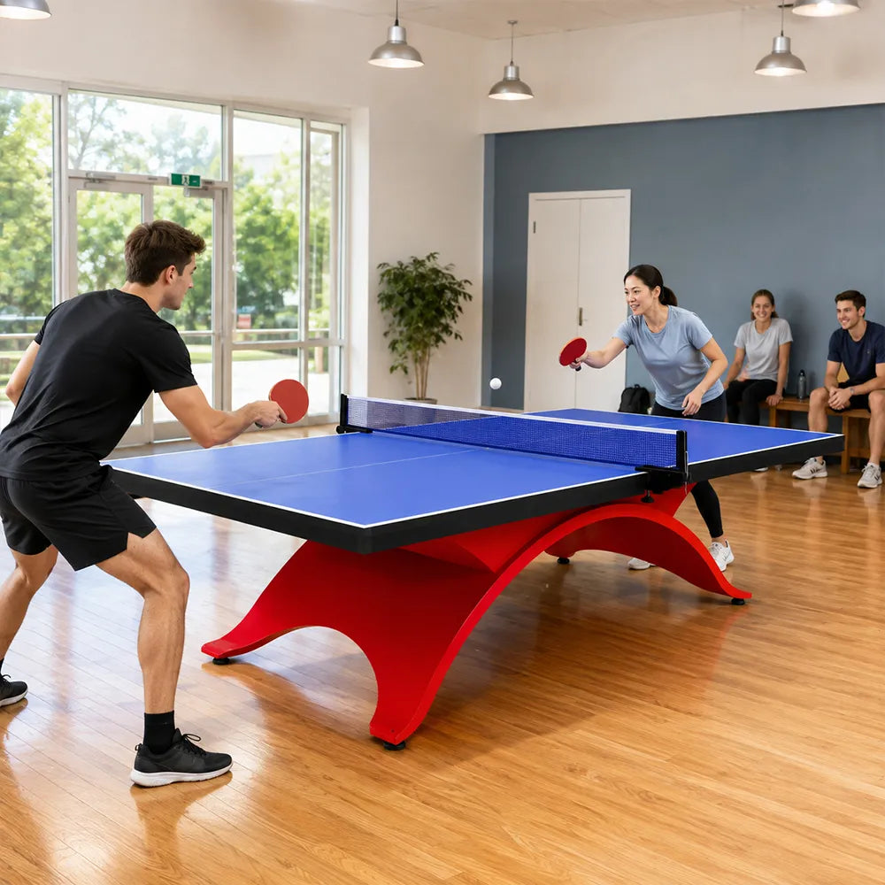 SPINIX Indoor Table Tennis Table - 25mm MDF Professional Ping Pong Table 274cm Full Size for Home Club Training - Blue & Red