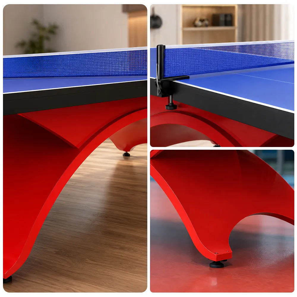 SPINIX Indoor Table Tennis Table - 25mm MDF Professional Ping Pong Table 274cm Full Size for Home Club Training - Blue & Red