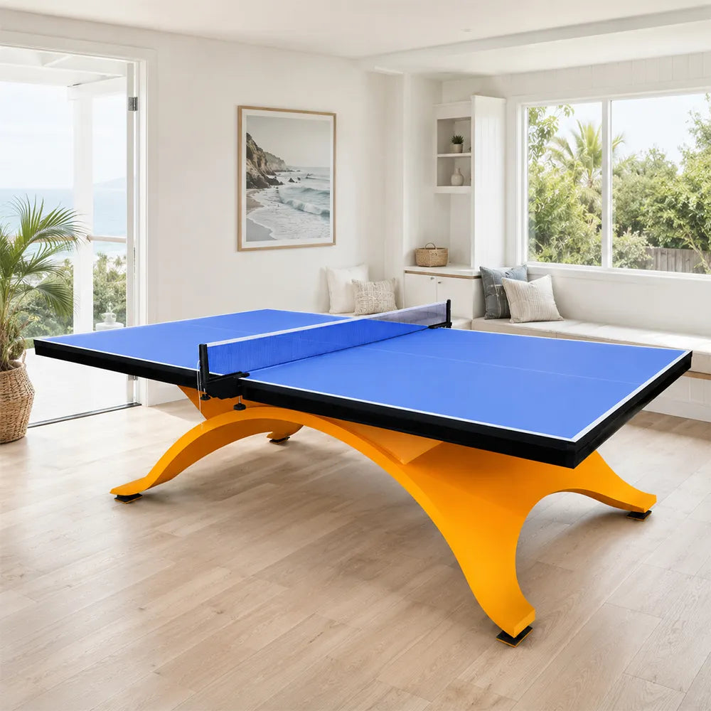 SPINIX Indoor Table Tennis Table - 25mm MDF Professional Ping Pong Table 274cm Full Size for Home Club Training - Blue & Yellow