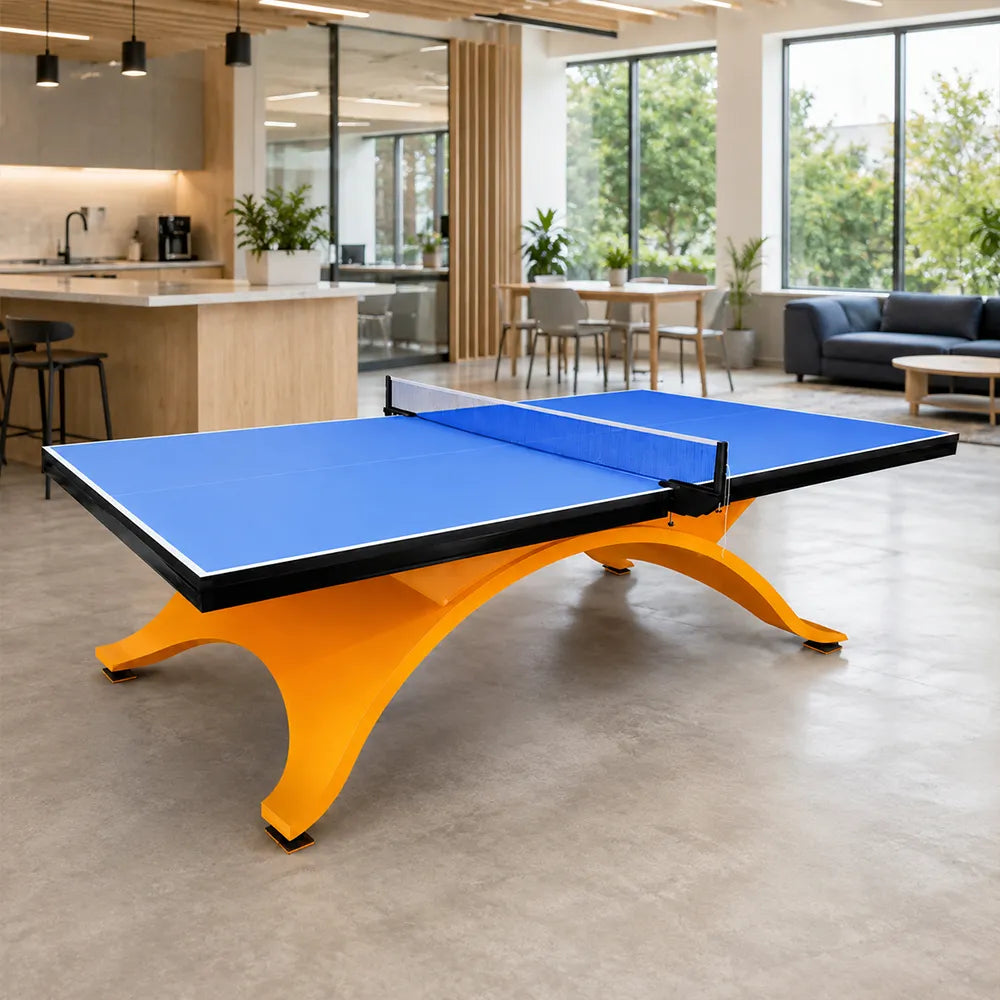 SPINIX Indoor Table Tennis Table - 25mm MDF Professional Ping Pong Table 274cm Full Size for Home Club Training - Blue & Yellow