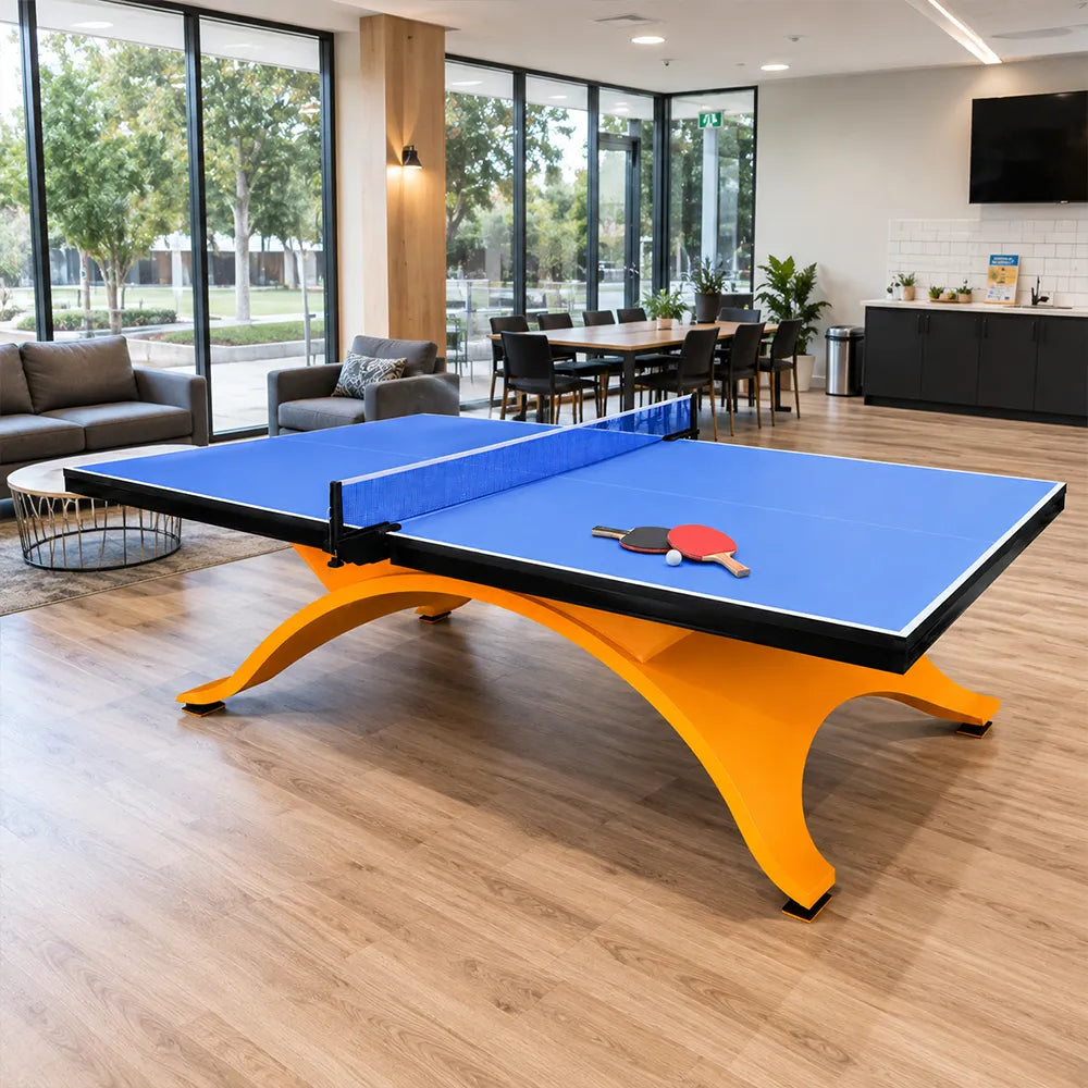 SPINIX Indoor Table Tennis Table - 25mm MDF Professional Ping Pong Table 274cm Full Size for Home Club Training - Blue & Yellow