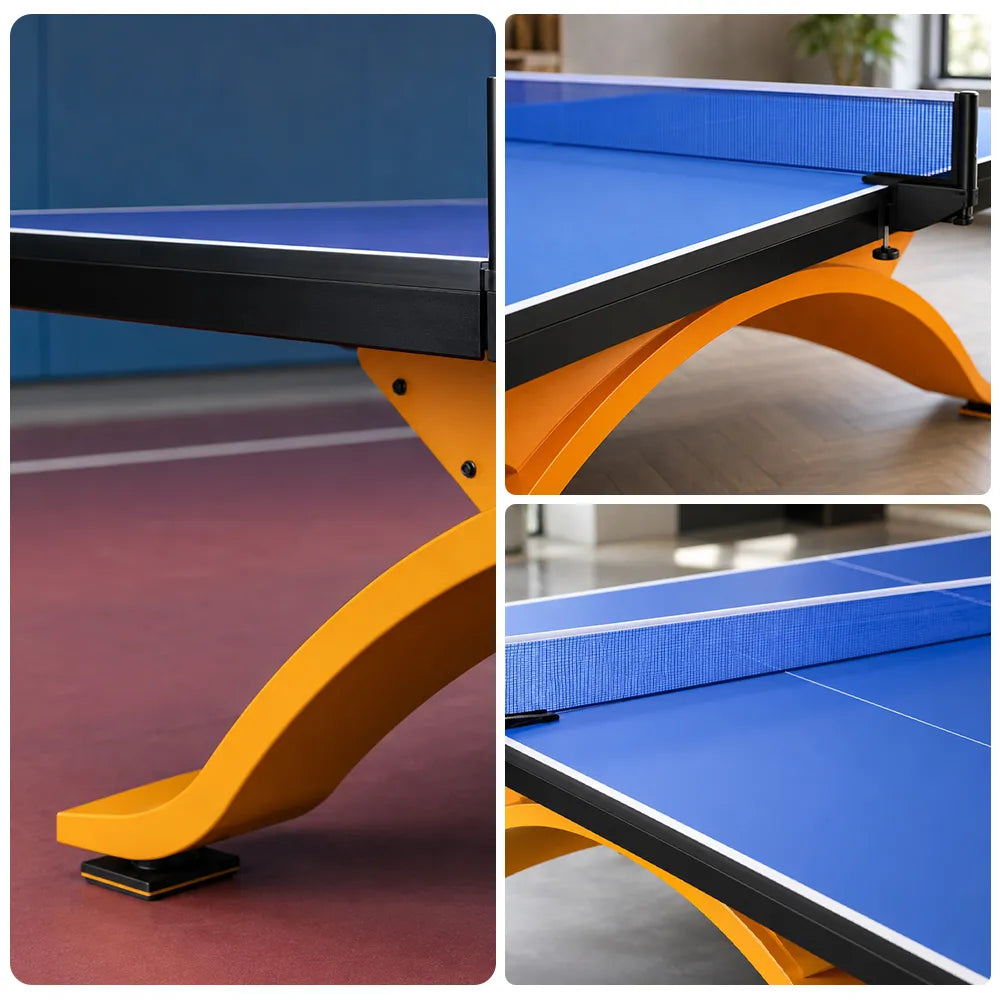 SPINIX Indoor Table Tennis Table - 25mm MDF Professional Ping Pong Table 274cm Full Size for Home Club Training - Blue & Yellow