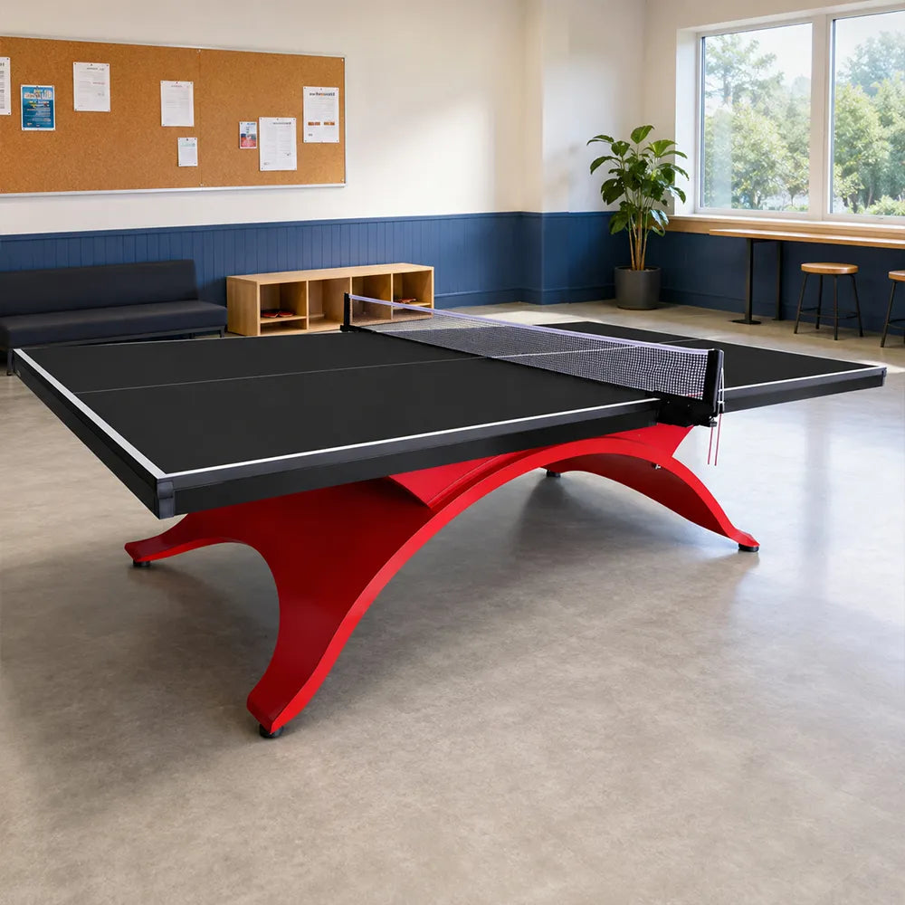 SPINIX Indoor Table Tennis Table - 25mm MDF Professional Ping Pong Table 274cm Full Size for Home Club Training - Black & Red