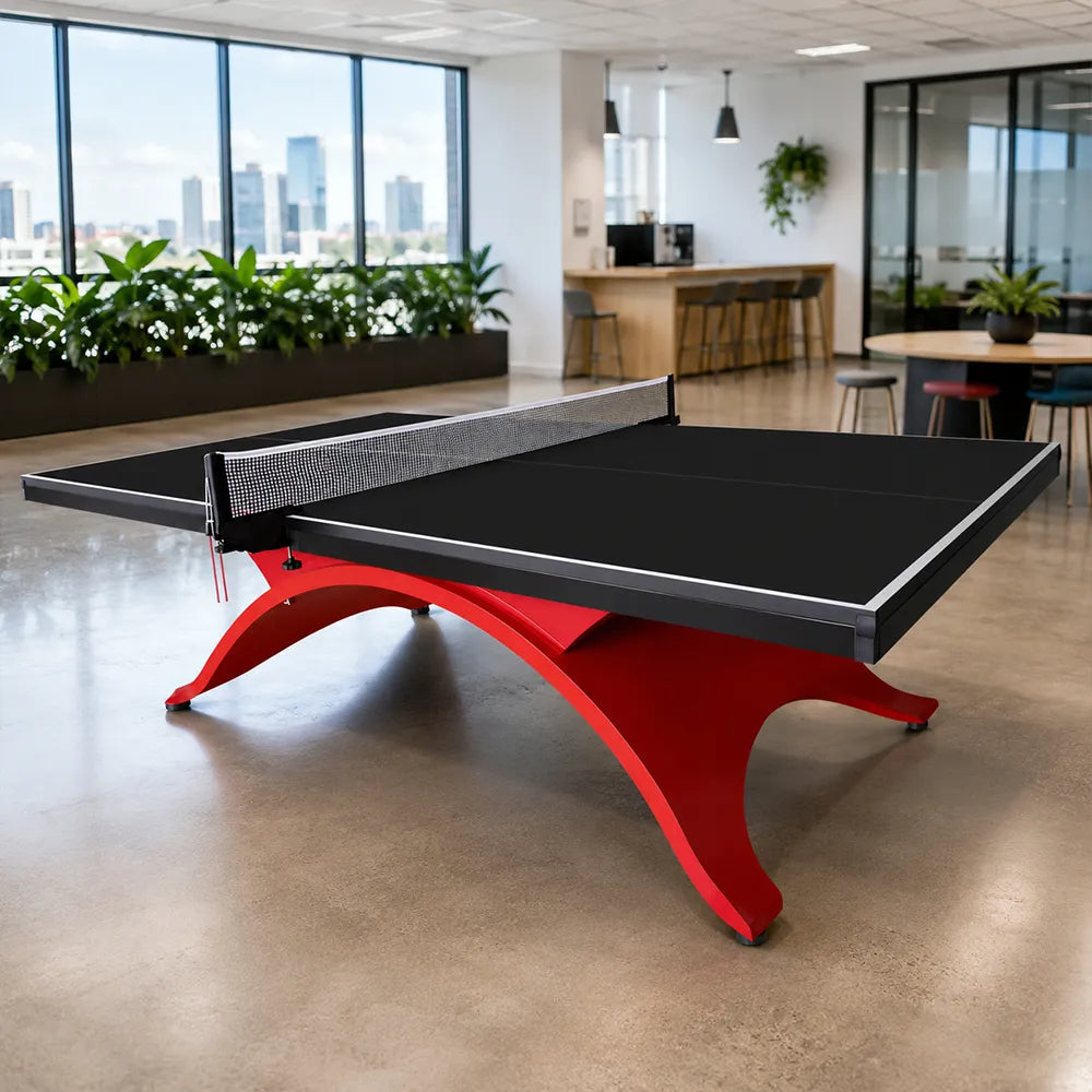 SPINIX Indoor Table Tennis Table - 25mm MDF Professional Ping Pong Table 274cm Full Size for Home Club Training - Black & Red