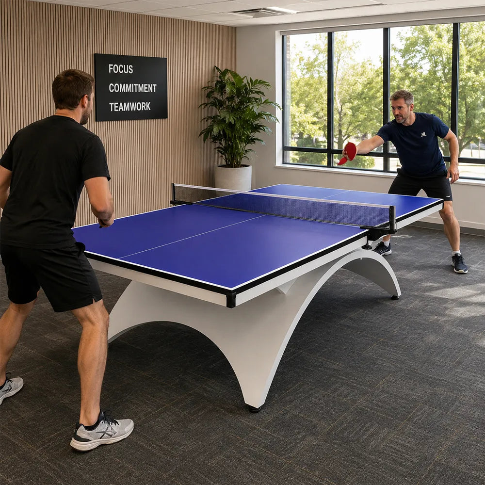 SPINIX Indoor Table Tennis Table - 25mm MDF Professional Ping Pong Table 274cm Full Size for Home Club Training - Blue & White