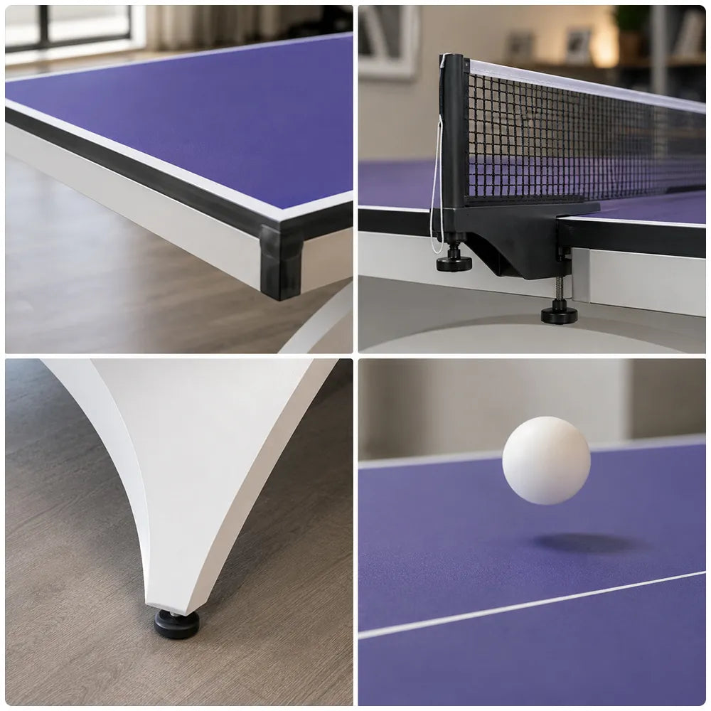SPINIX Indoor Table Tennis Table - 25mm MDF Professional Ping Pong Table 274cm Full Size for Home Club Training - Blue & White
