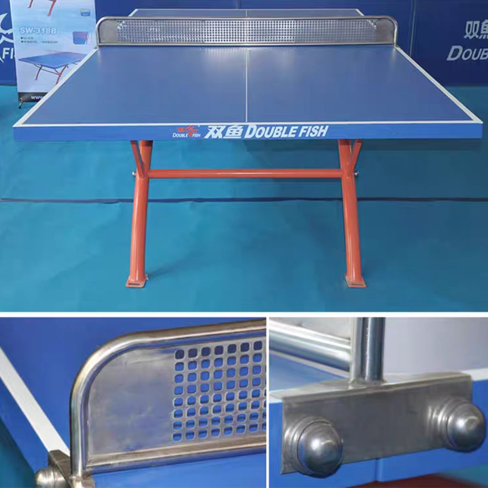 DOUBLE FISH SW318 Outdoor Waterproof Blue Table Tennis Pingpong Table-Bats Balls Net ITTF Approve