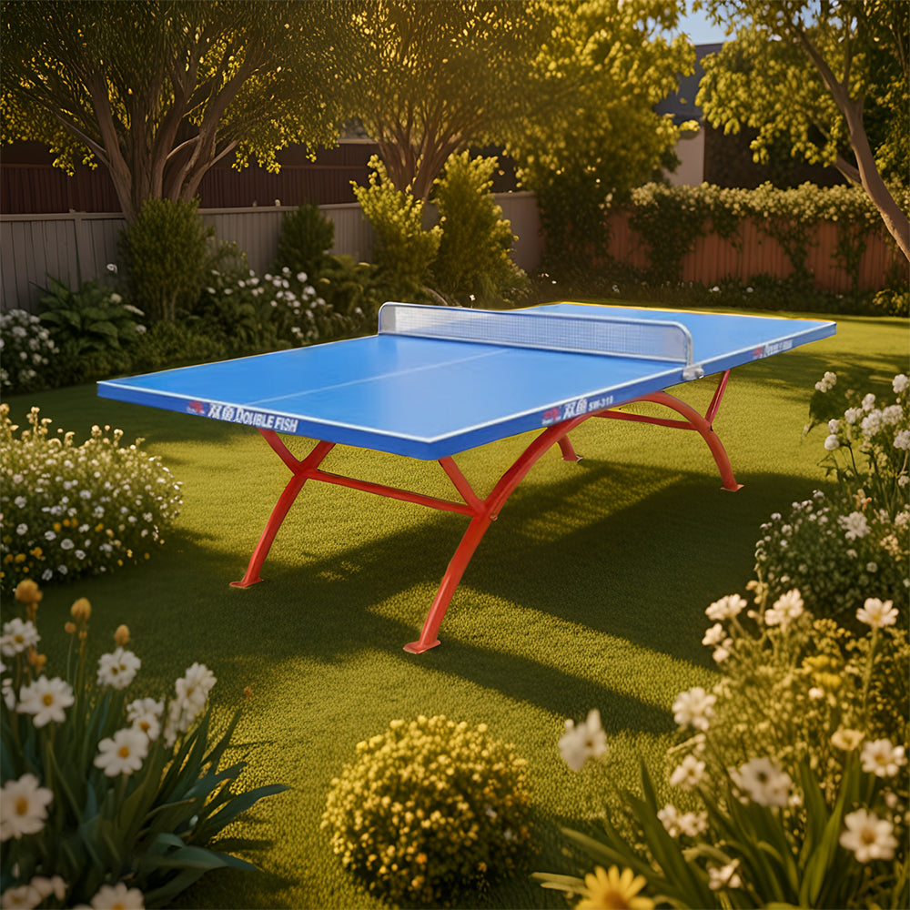 DOUBLE FISH SW318 Outdoor Waterproof Blue Table Tennis Pingpong Table-Bats Balls Net ITTF Approve