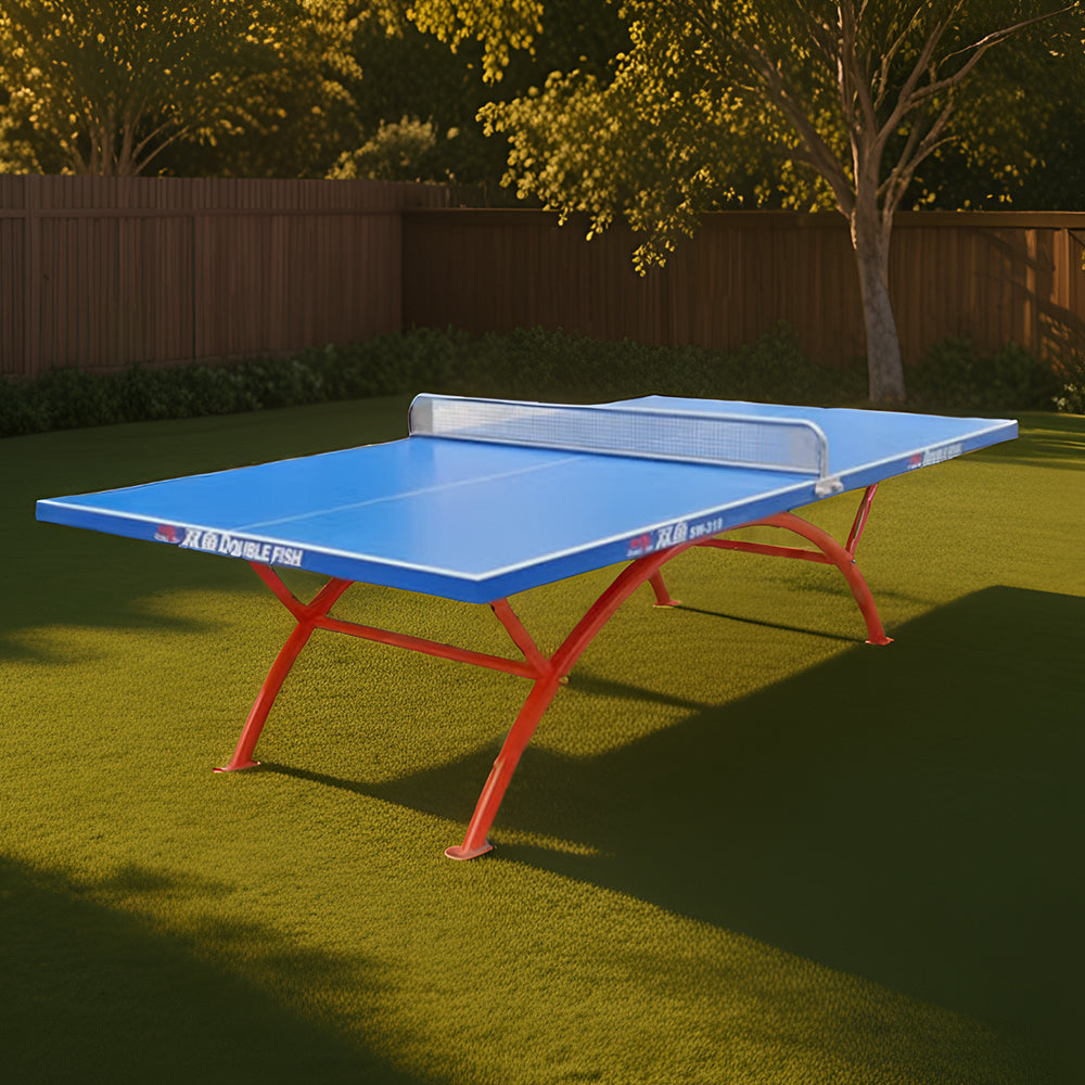 DOUBLE FISH SW318 Outdoor Waterproof Blue Table Tennis Pingpong Table-Bats Balls Net ITTF Approve