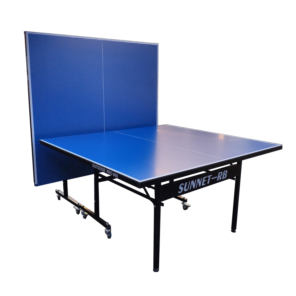 SUNNET Pro 600 Premium Aluminium Blue Outdoor Waterproof Foldable Solo Play Table Tennis Pingpong Table-Bats Balls Net