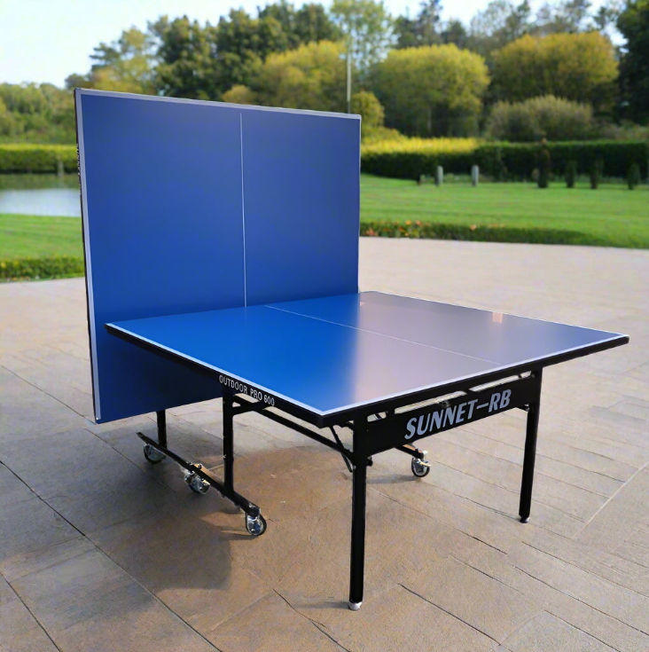 SUNNET Pro 600 Premium Aluminium Blue Outdoor Waterproof Foldable Solo Play Table Tennis Pingpong Table-Bats Balls Net