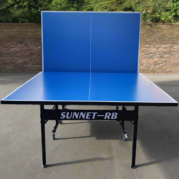 SUNNET Pro 600 Premium Aluminium Blue Outdoor Waterproof Foldable Solo Play Table Tennis Pingpong Table-Bats Balls Net