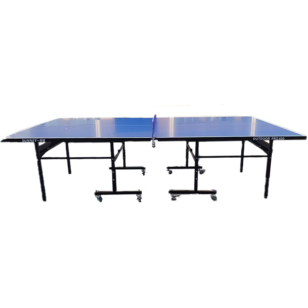SUNNET Pro 600 Premium Aluminium Blue Outdoor Waterproof Foldable Solo Play Table Tennis Pingpong Table-Bats Balls Net