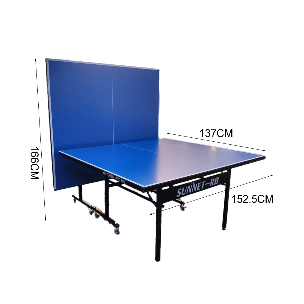 SUNNET Pro 600 Premium Aluminium Blue Outdoor Waterproof Foldable Solo Play Table Tennis Pingpong Table-Bats Balls Net