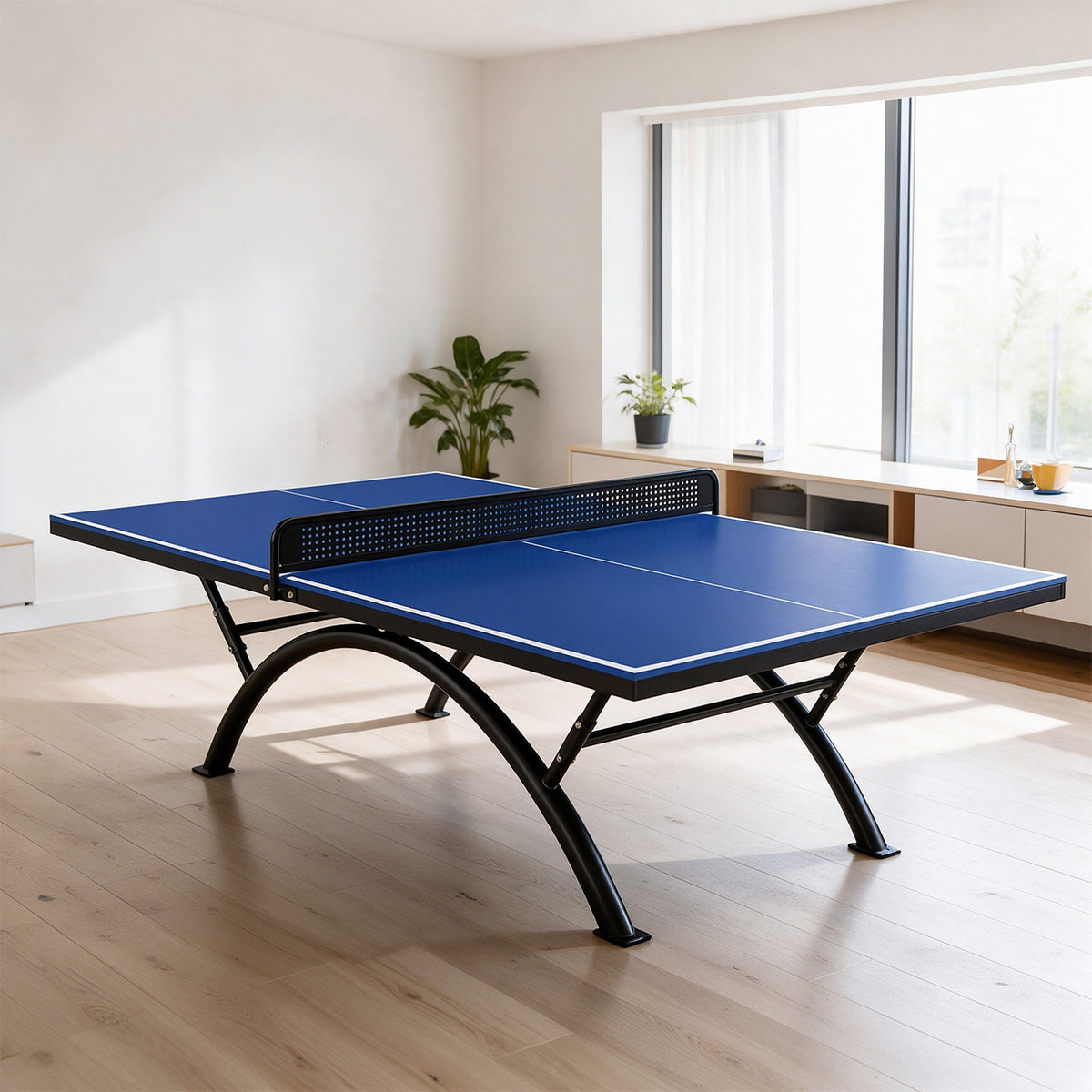 SUNNET PRO Upgraded Heavy Duty Outdoor Table Tennis Table - Rainbow Arc Frame - Black