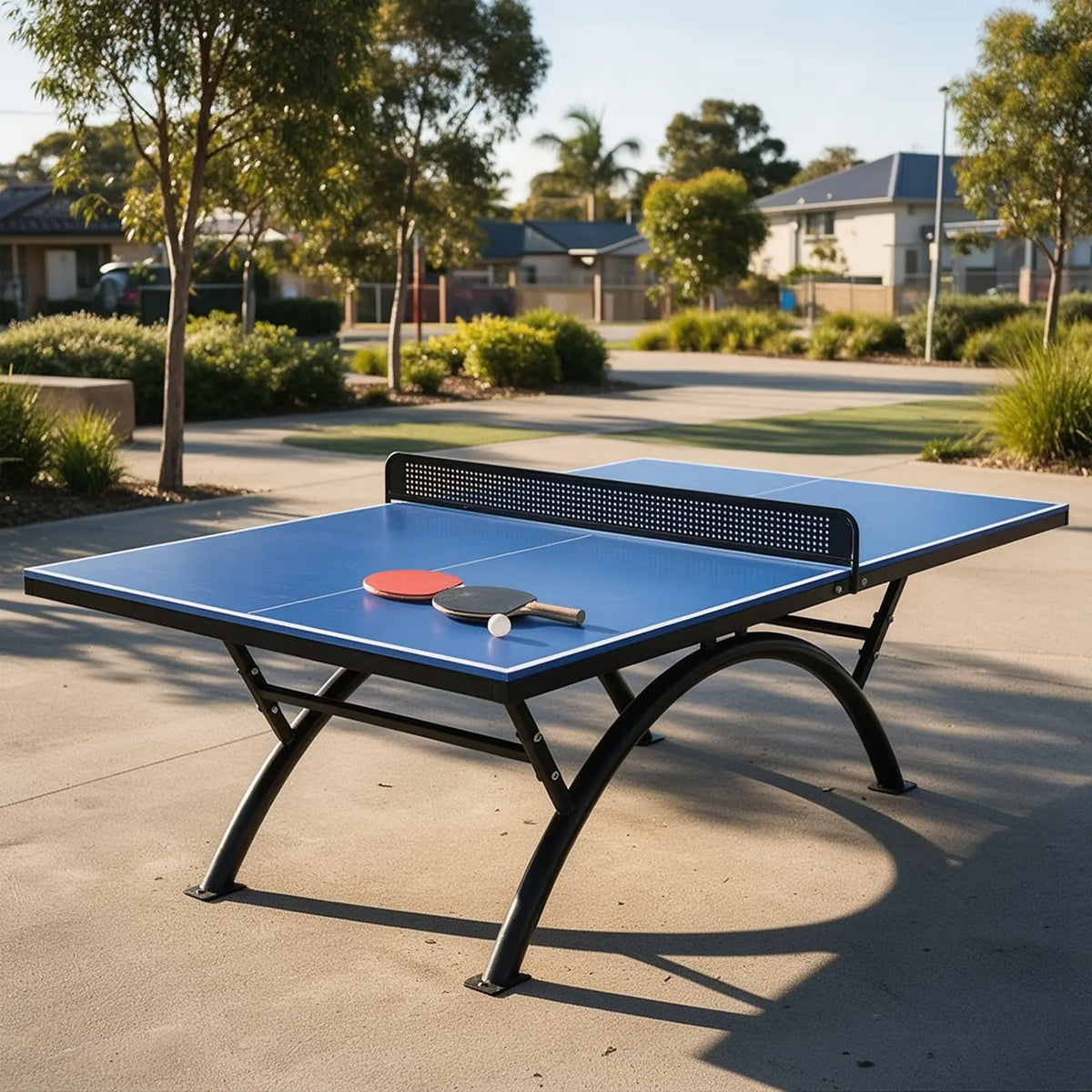 SUNNET PRO Upgraded Heavy Duty Outdoor Table Tennis Table - Rainbow Arc Frame - Black