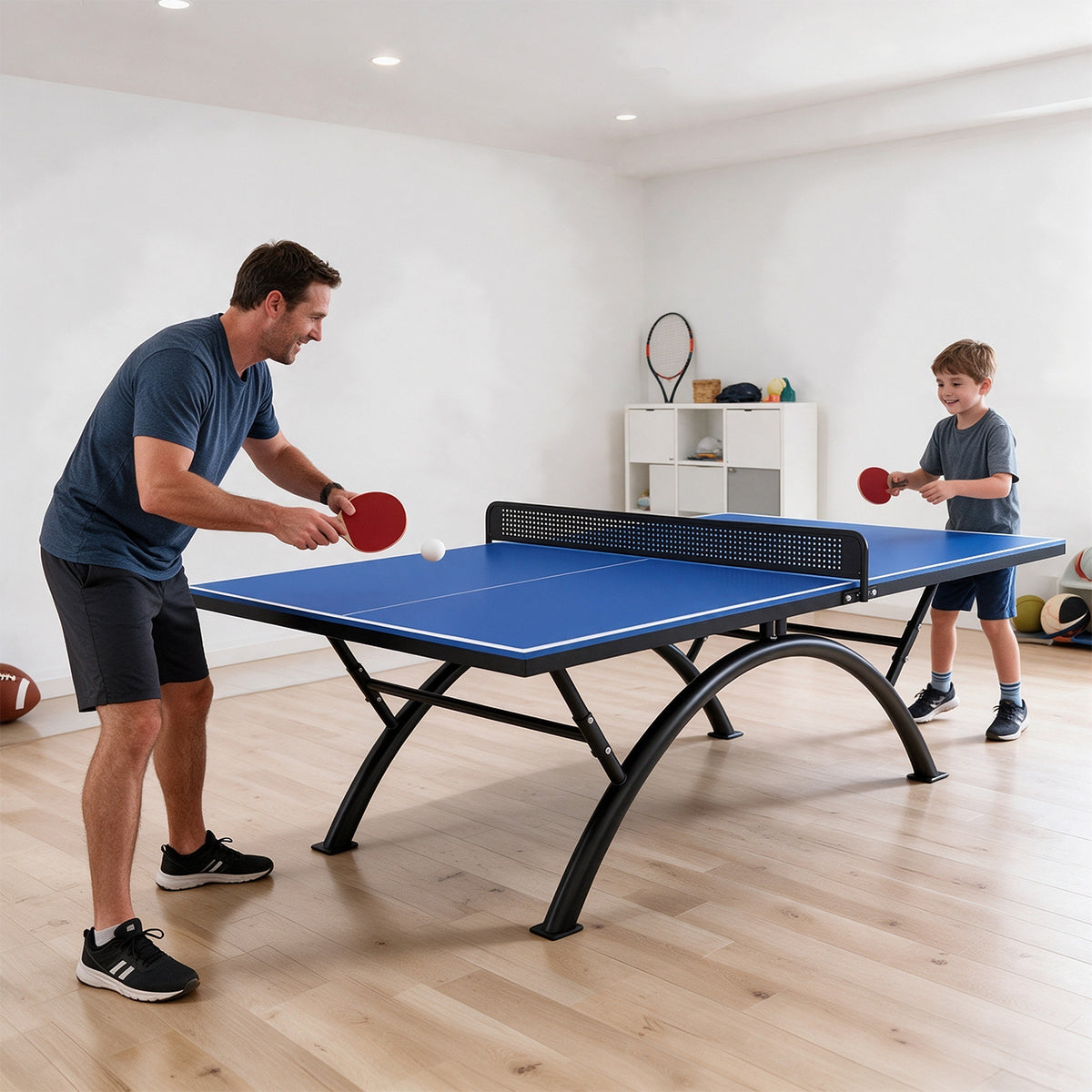 SUNNET PRO Upgraded Heavy Duty Outdoor Table Tennis Table - Rainbow Arc Frame - Black