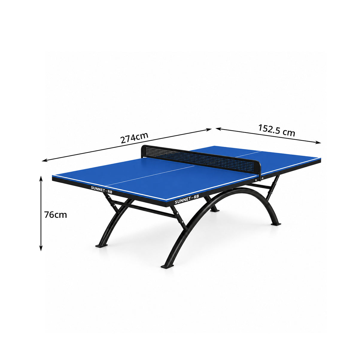 SUNNET PRO Upgraded Heavy Duty Outdoor Table Tennis Table - Rainbow Arc Frame - Black