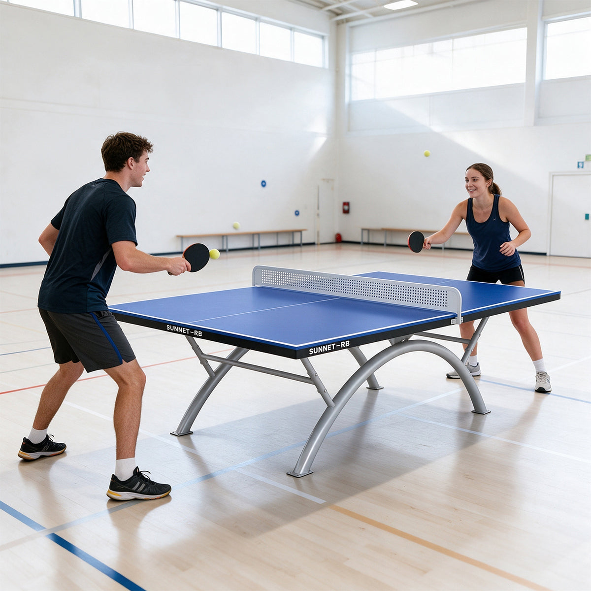 SUNNET PRO Upgraded Heavy Duty Outdoor Table Tennis Table - Rainbow Arc Frame - Grey