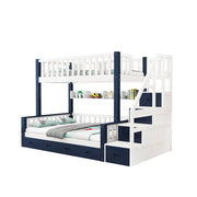 Customer Return Product - LIVARA ACSF01 Bunk Bed Frame, Solid Pine Timber, Safety Rails, Large Storage - Blue