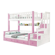 Customer Return Product - LIVARA ACSF01 Bunk Bed Frame, Solid Pine Timber, Safety Rails, Large Storage - Pink