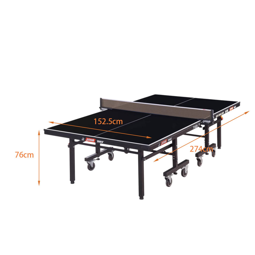 DHS T1223 Premium 22mm Indoor Blue&Black Table Tennis Pingpong Table - Bats Balls Net