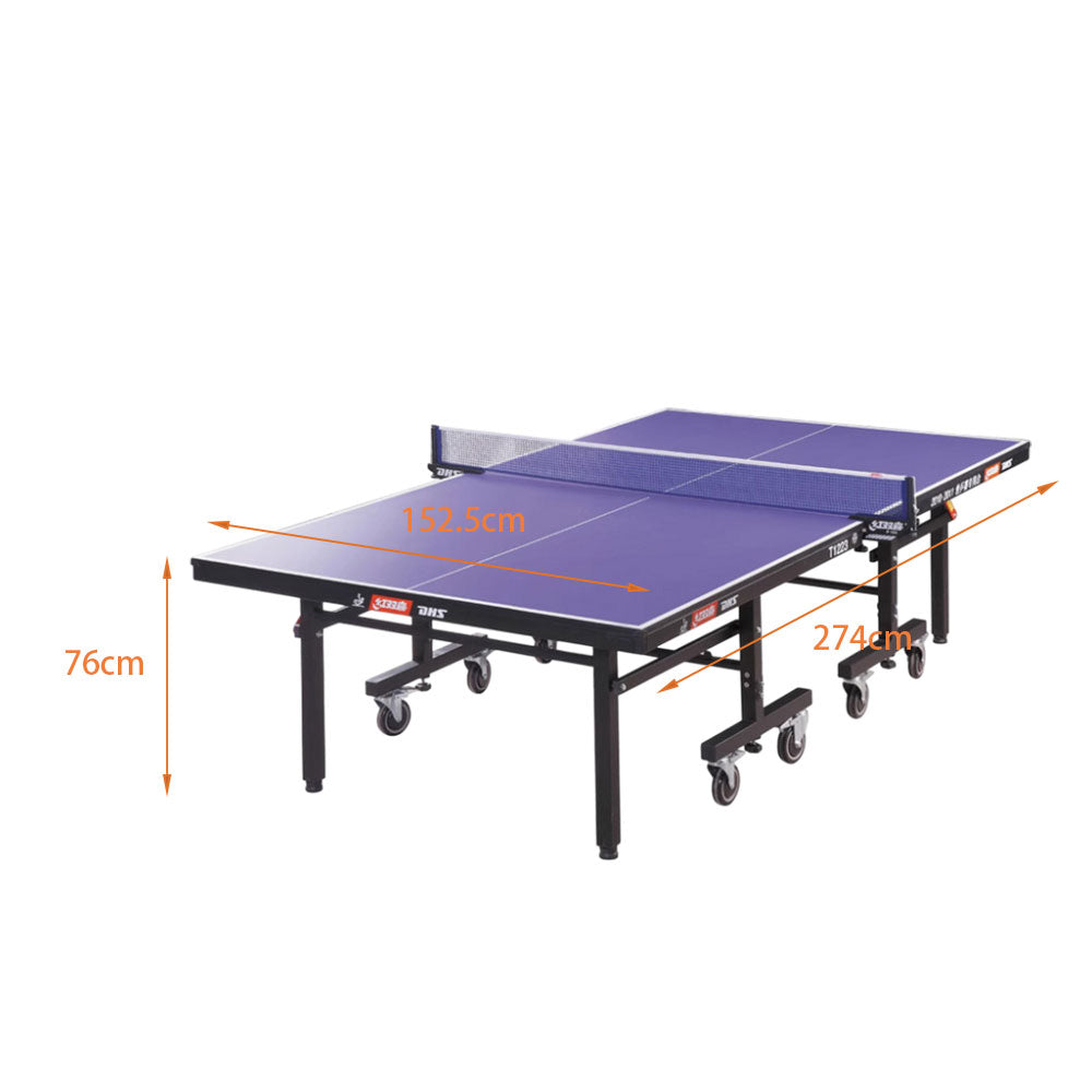 DHS T1223 Premium 22mm Indoor Blue&Black Table Tennis Pingpong Table - Bats Balls Net