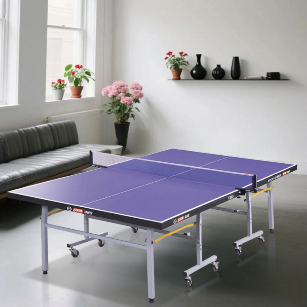 DHS T2023&T2123 Premium 18mm&15mm Indoor Blue Table Tennis Pingpong Table - Bats Balls Net