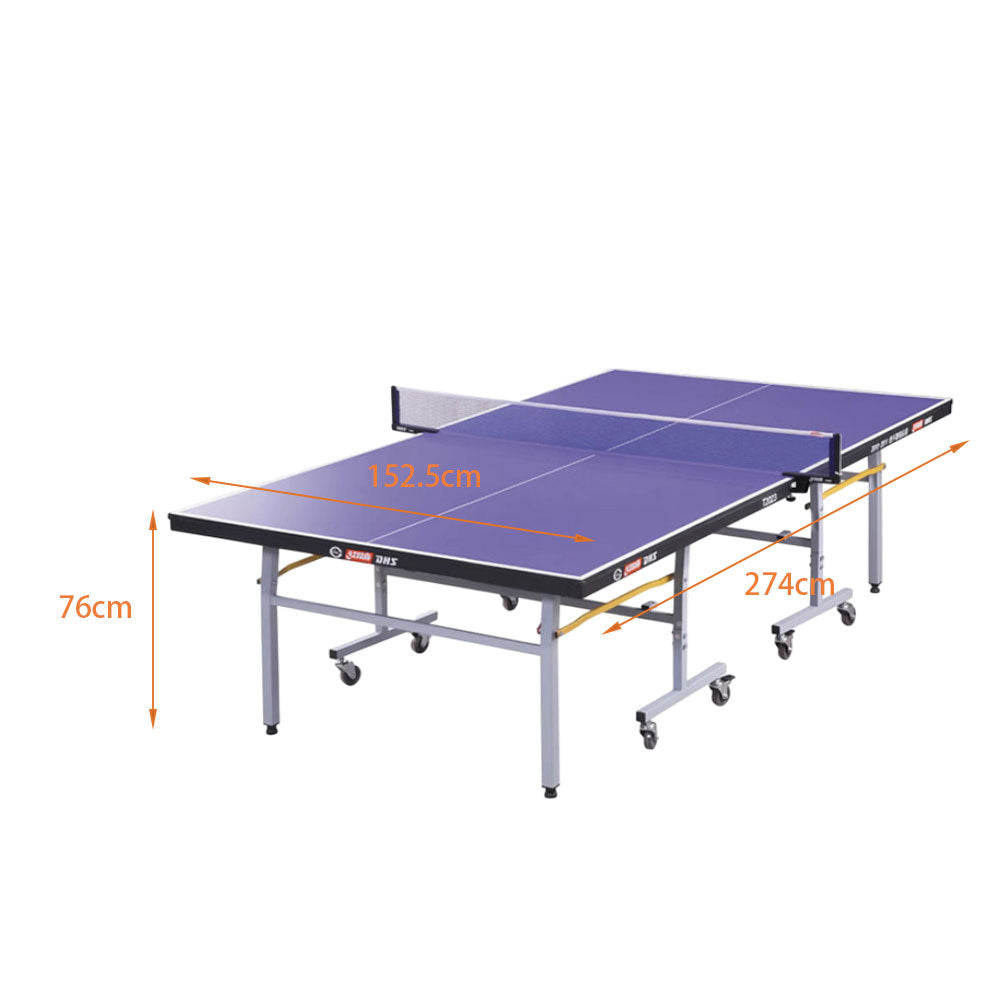 DHS T2023&T2123 Premium 18mm&15mm Indoor Blue Table Tennis Pingpong Table - Bats Balls Net