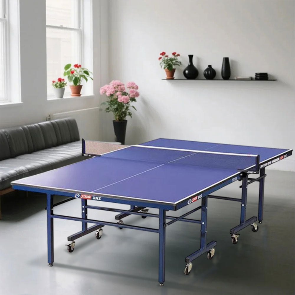 DHS T2023&T2123 Premium 18mm&15mm Indoor Blue Table Tennis Pingpong Table - Bats Balls Net