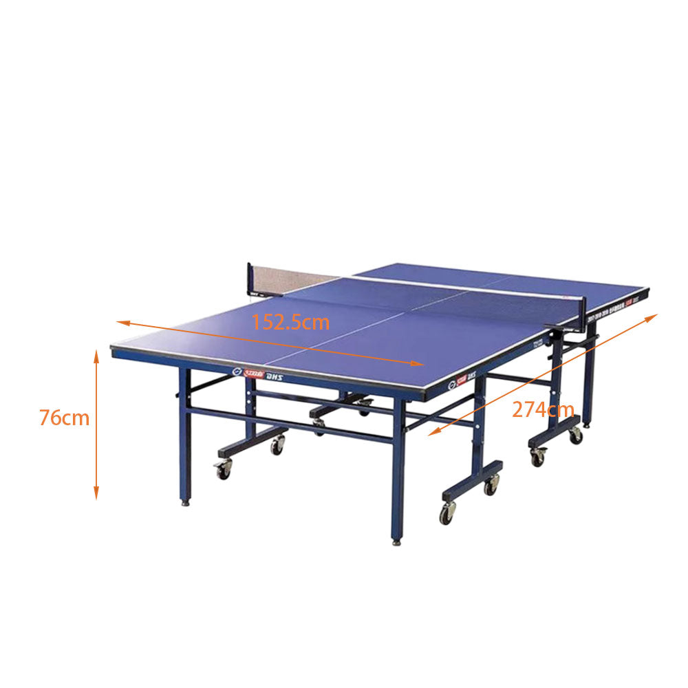 DHS T2023&T2123 Premium 18mm&15mm Indoor Blue Table Tennis Pingpong Table - Bats Balls Net
