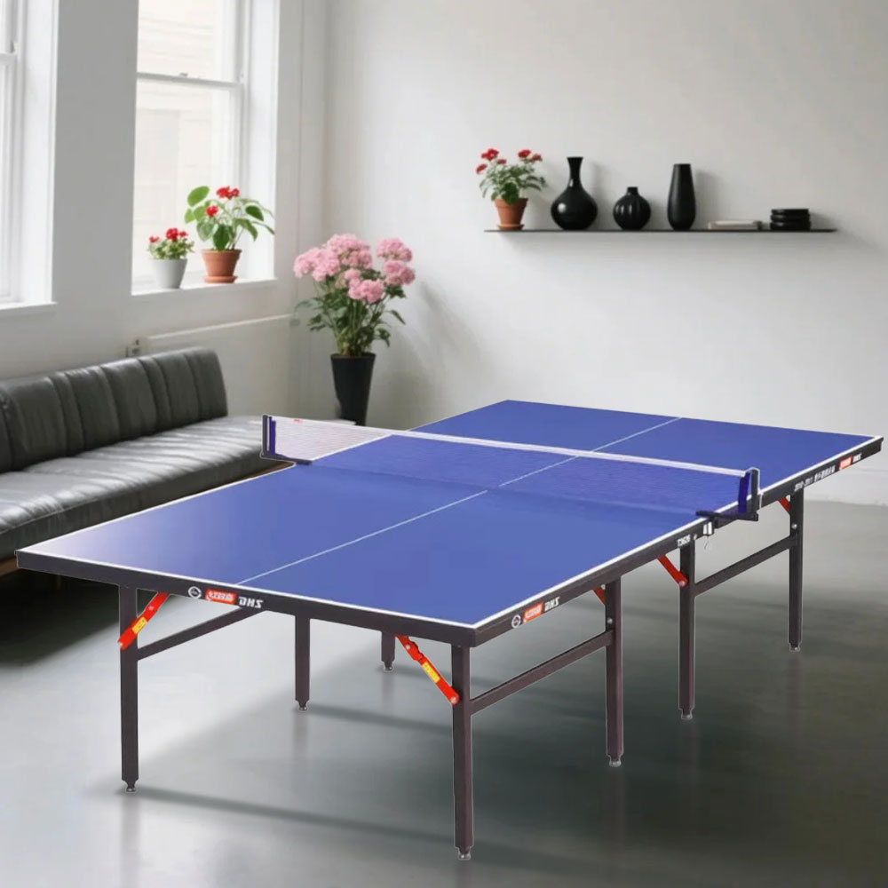 DHS T3626 Premium 15mm Indoor Blue Table Tennis Pingpong Table - Bats Balls Net