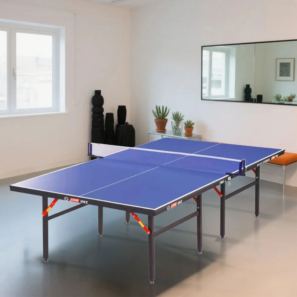 DHS T3626 Premium 15mm Indoor Blue Table Tennis Pingpong Table - Bats Balls Net