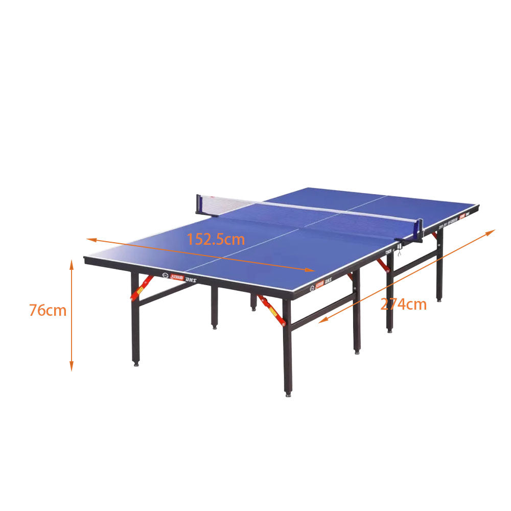 DHS T3626 Premium 15mm Indoor Blue Table Tennis Pingpong Table - Bats Balls Net