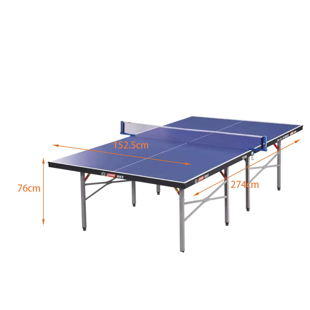 DHS T3726 Premium 15mm Indoor Blue Table Tennis Pingpong Table - Bats Balls Net