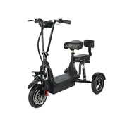 TRIFLY G2 Electric Tricycle Scooter - 3-Wheel Stable Design with Dual Seat & Backrest, Shock Absorption Suspension, Disc Brakes, Front LED Headlight - Black