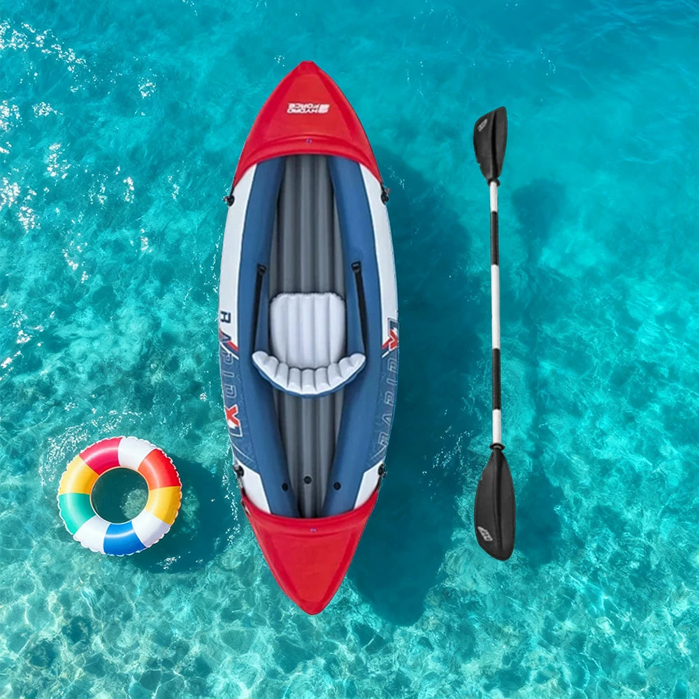 TREKKA Inflatable SUP Kayak 1/2/3 Person Anti-Slip V-Bow Removable Fin Three Air Chambers Stable Control