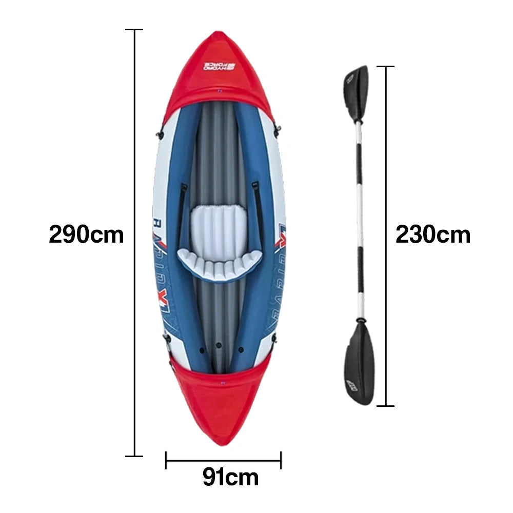 TREKKA Inflatable SUP Kayak 1/2/3 Person Anti-Slip V-Bow Removable Fin Three Air Chambers Stable Control