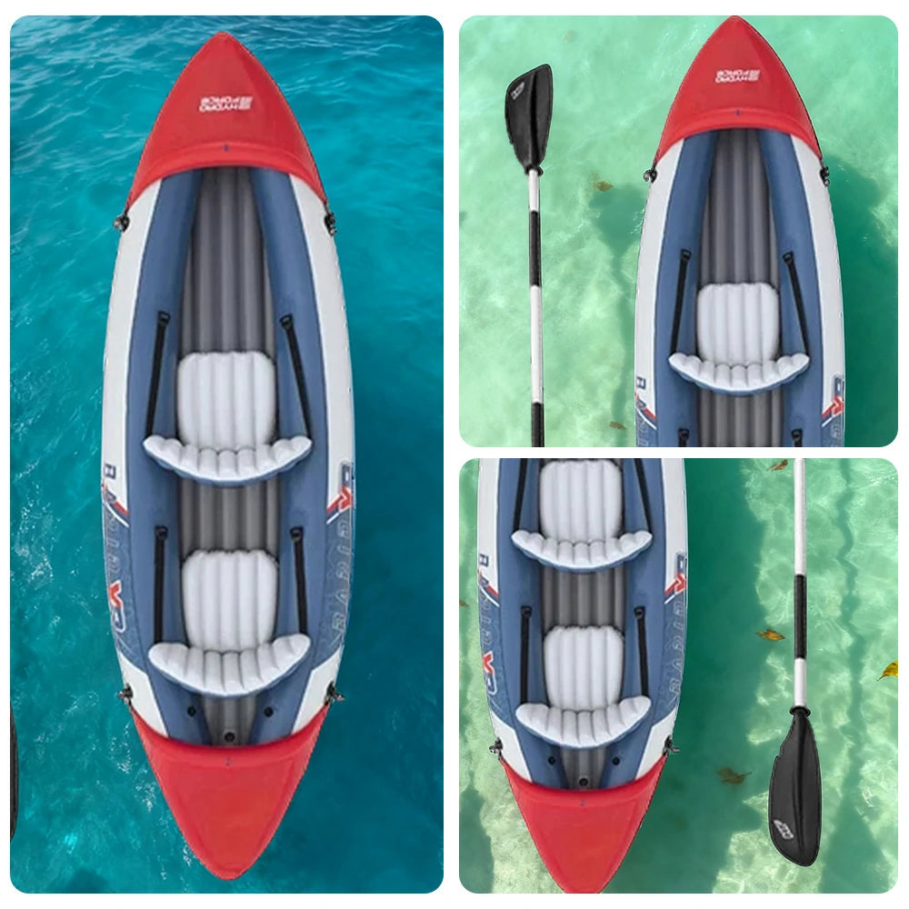 TREKKA Inflatable SUP Kayak 1/2/3 Person Anti-Slip V-Bow Removable Fin Three Air Chambers Stable Control