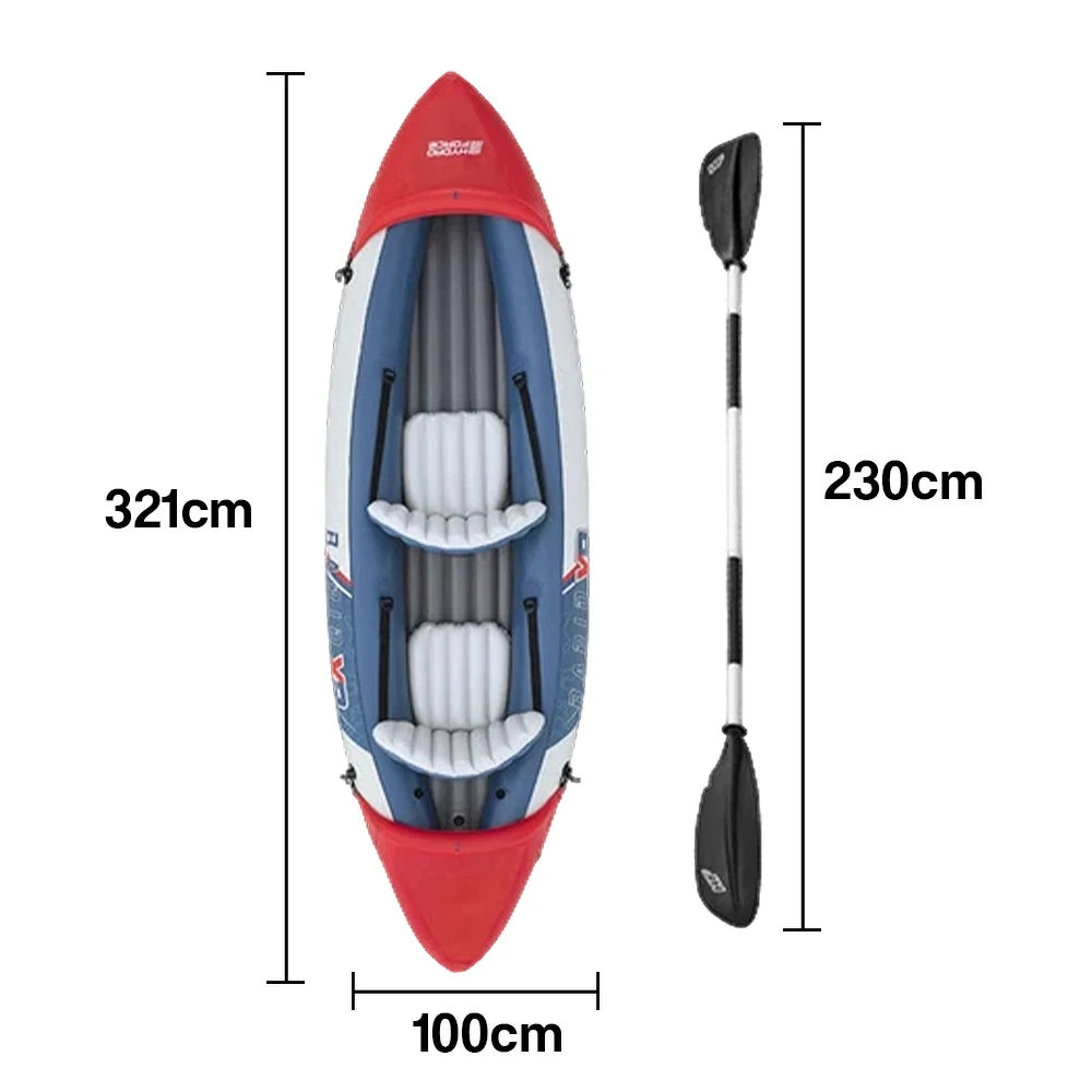 TREKKA Inflatable SUP Kayak 1/2/3 Person Anti-Slip V-Bow Removable Fin Three Air Chambers Stable Control