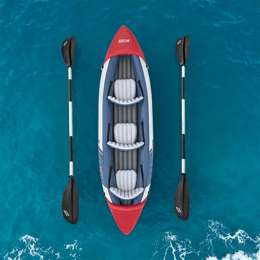 TREKKA Inflatable SUP Kayak 1/2/3 Person Anti-Slip V-Bow Removable Fin Three Air Chambers Stable Control